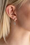 925 Ayar Gümüş Rose Mistik Topaz Taşlı 12 mm Kedi Küpe
