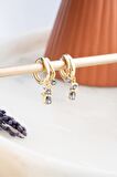 925 Ayar Gümüş Gold Mistik Topaz Taşlı 12 mm Kedi Küpe