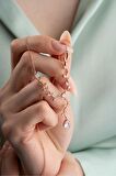 925 Ayar Gümüş Rose Zirkon Damla Taşlı Sarmaşık Kolye