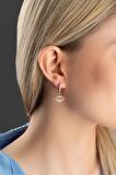 925 Ayar Gümüş Rose Kaplama 10 mm Halka Sallantılı Göz Küpe