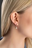 925 Ayar Gümüş Rose Kaplama 10 mm Sallantılı İnci Küpe