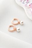 925 Ayar Gümüş Rose Kaplama 10 mm Sallantılı İnci Küpe