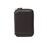 Guard Fermuarlı Kahverengi Deri Mini Cüzdan