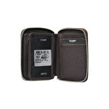 Guard Fermuarlı Kahverengi Deri Mini Cüzdan