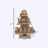 YS53 Boyanabilir Çocuk okul öncesi 3 Katlı yılbaşı Ağacı Ahşap Masaüstü Yılbaşı Dekoru ve Boyama Süsü