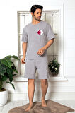 Yüksek Kaliteli Pamuk Penye: Erkekler İçin Mevsimlik 3 Parça Kısa Kollu Pijama Takımı Babalar Günü Hediyesi 