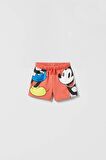 Unisex Çocuk Mickey Mouse Baskılı Pamuklu Bisiklet Yaka T-shirt ve Şort Alt Üst Takım