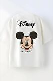 Unisex Bebek & Çocuk Mickey Mouse Baskılı Pamuklu Bisiklet Yaka Beyaz T-shirt ve Şort Alt Üst Takım