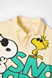 Unisex Bebek & Çocuk Snoopy Baskılı Pamuklu Polo Yaka T-shirt ve Şort Alt Üst Takım