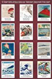 Katsushika Hokusai Tabloları 12 Adet Dekoratif Polo Kart - Sanatsal Poster Kartları
