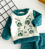 Neşeli Bebekler Toy Ayıcık Nakışlı Welsoft Takım Yeşil