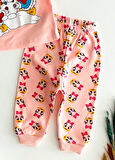 Neşeli Bebekler Baby Kardan Adamlı Baby Duck & Baby Daisy Duck Baskılı Pijama Takım Somon