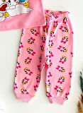 Neşeli Bebekler Baby Kardan Adamlı Baby Duck & Baby Daisy Duck Baskılı Pijama Takım Pembe