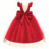 Kız Çocuk Uzun İncili Elbise Doğum Günü Mezuniyet Elbise Balo Elbise