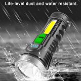 Şarz Edilebilir El Feneri Şarjlı El Feneri 4 Modlu Su Geçirmez Usb Kablolu Cob Led 5W