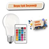 Uzaktan Kumandalı RGB Led Ampul 9Watt E27 Tasarruflu Dimmerli Led Lamba 16 Ton Işık