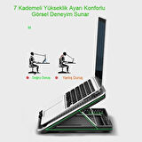 Notebook Soğutucu Hız Ayarlı Fanlı IceCoorel Alüminyum  Ergonomik Stand Sessiz Güçlü Soğutma