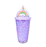 PİPETLİ BARDAK MATARA SEVİMLİ SULUK 450 ml  ÇİFT KATMANLI KALPLİ PULLU