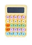 12 Haneli Güneş Enerjili Hesap Makinesi - Açılı Geniş Ekran, Çift Güç Kaynağı Solar Pil SARI RENK
