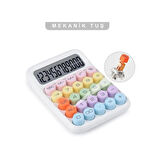 12 Haneli Güneş Enerjili Hesap Makinesi Açılı Geniş Ekran, Çift Güç Kaynağı Solar Pil BEYAZ RENK