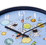 Uzay Duvar Saati 30*30 MAVİ RENK ÇOCUK SAATİ