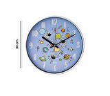 Uzay Duvar Saati 30*30 MAVİ RENK ÇOCUK SAATİ