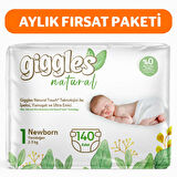 Giggles Natural 1 Numara Yenidoğan Pamuklu Bebek bezi 140 Adet
