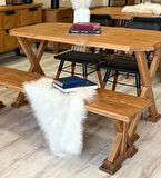 Arden Doğal Ahşap Yemek Masası Takımı Banklı-150cm+4sandalye