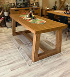 NTConcept Farmhouse Ahşap Masif Yemek Masası 100x200