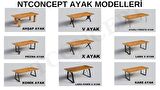 Ntconcept Rano Masif Ağaç Torna Sandalyeli Masa Takımı (85x85cm Masa  + 2 Sandalye)