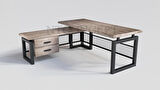 Ntconcept Loa Çalışma Masası Ahşap - Metal 85 x 200 cm Siyah - Taş Rengi