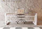 Ntconcept Alfa Çalışma Masası Ceviz 140-260 x 85-100 cm Beyaz - Taş Rengi