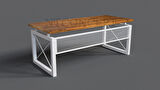 Ntconcept May Çalışma Masası Ahşap - Metal 85 x 200 cm Açık Ceviz - Beyaz 