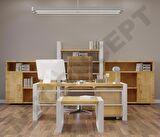 Ntconcept Lue Çalışma Masası Ahşap 85 x 200 cm Açık Ceviz - Beyaz 