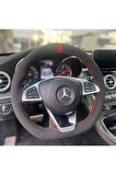 DİKİŞLİ DİREKSİYON KILIFI NUBUK  DERİ KIRMIZI YÜZÜK/DİKİŞ MERCEDES  İÇİN