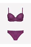 Kadın Bordo Destekli Sütyen Takım 4487