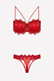 Kadın Kırmızı Destekli Sütyen Takım 4591