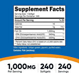 Nutricost Fish Oil Balık Yağı 1000mg (560mg of Omega 3), 240 Softgels