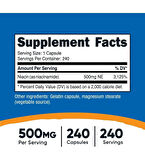 Nutricost Niacin (Vitamin B3) 500mg 240 Capsules