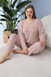 Viskon Uzun Kol Büyük Beden Pijama Takımı