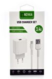 Type-C & USB Girişli 3.4 A Şarj Cihazı 1 Metre Kablo + Adaptör Samsung Oppo Xiaomi Modellerle Uyumlu