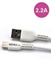 Type-C & USB 2.2 A Şarj Kablosu 1 Metre Beyaz Samsung Oppo Xiaomi Modellerle Uyumlu