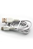 Type-C & USB 2.2 A Şarj Kablosu 1 Metre Beyaz Samsung Oppo Xiaomi Modellerle Uyumlu