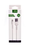 Type-C & USB 2.2 A Şarj Kablosu 1 Metre Beyaz Samsung Oppo Xiaomi Modellerle Uyumlu