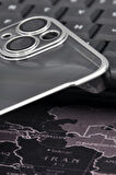 iPhone 13 Uyumlu Gümüş Gri Silver Renkli İnce Kenarlı Şeffaf Sert Kapak Kılıf