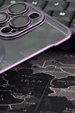 iPhone 13 Pro Uyumlu Mor Renkli İnce Kenarlı Şeffaf Sert Kapak Kılıf