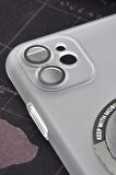 iPhone 11 Uyumlu Beyaz Renkli Yarı Şeffaf İnce Sert Kapak Kılıf Kamera Lens Korumalı