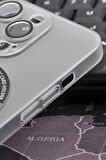 iPhone 14 Pro Uyumlu Beyaz Renkli Yarı Şeffaf İnce Sert Kapak Kılıf Kamera Lens Korumalı