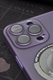 iPhone 14 Pro Max Uyumlu Mor Renkli Yarı Şeffaf İnce Sert Kapak Kılıf Kamera Lens Korumalı