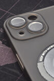 iPhone 14 Uyumlu Siyah Renkli Yarı Şeffaf İnce Sert Kapak Kılıf Kamera Lens Korumalı